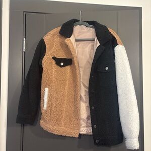 Missguided Black and Tan Sherpa Jacket